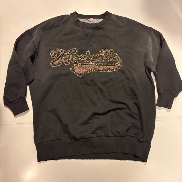 NEW Free People Bali Drifter Nashville Embellished Oversized Sweatshirt - $198 - Picture 6 of 13